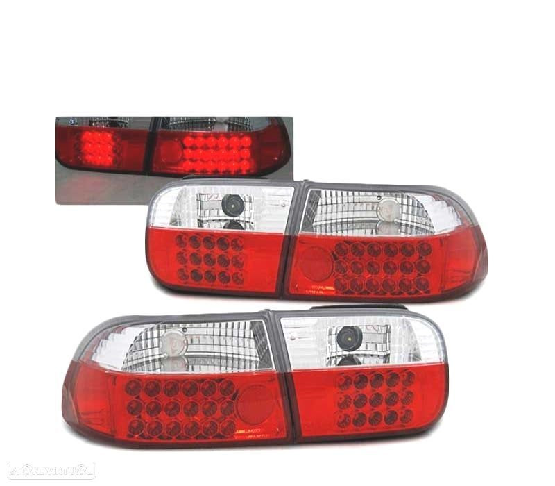 FAROLINS TRASEIROS LED HONDA CIVIC 91-95 2D 4D VERMELHO BRANCO - 1