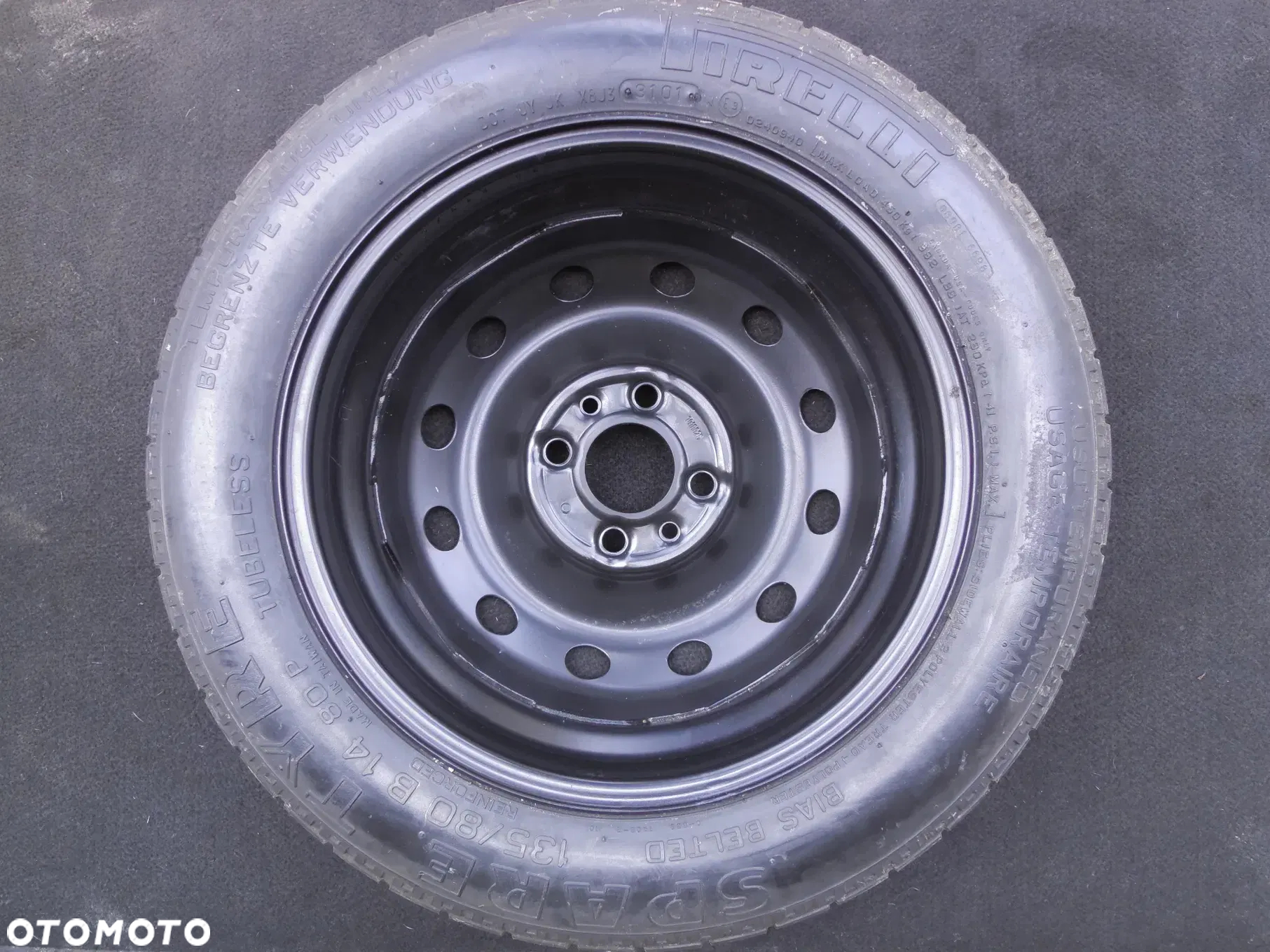 FIAT ORYGINALNE KOŁO DOJAZDOWE R14 4x98 ZAPASOWE DOJAZDÓWKA 14" 135/80/R14 PIRELLI NIEUŻYWANE PUNTO II - 4