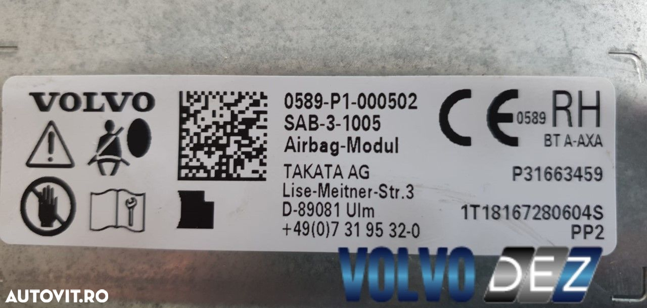 Airbag scaun dreapta VOLVO XC60  31663459 - 3