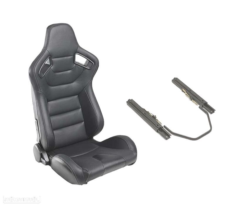 BANCO SEMI BAQUET BACKET TIPO RS EM PELE + CALHAS DE FIXAÇÃO - 1