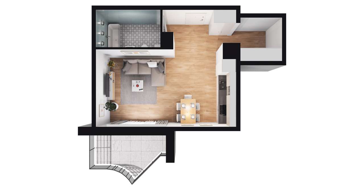 1-pokojowe mieszkanie 37m2 + loggia