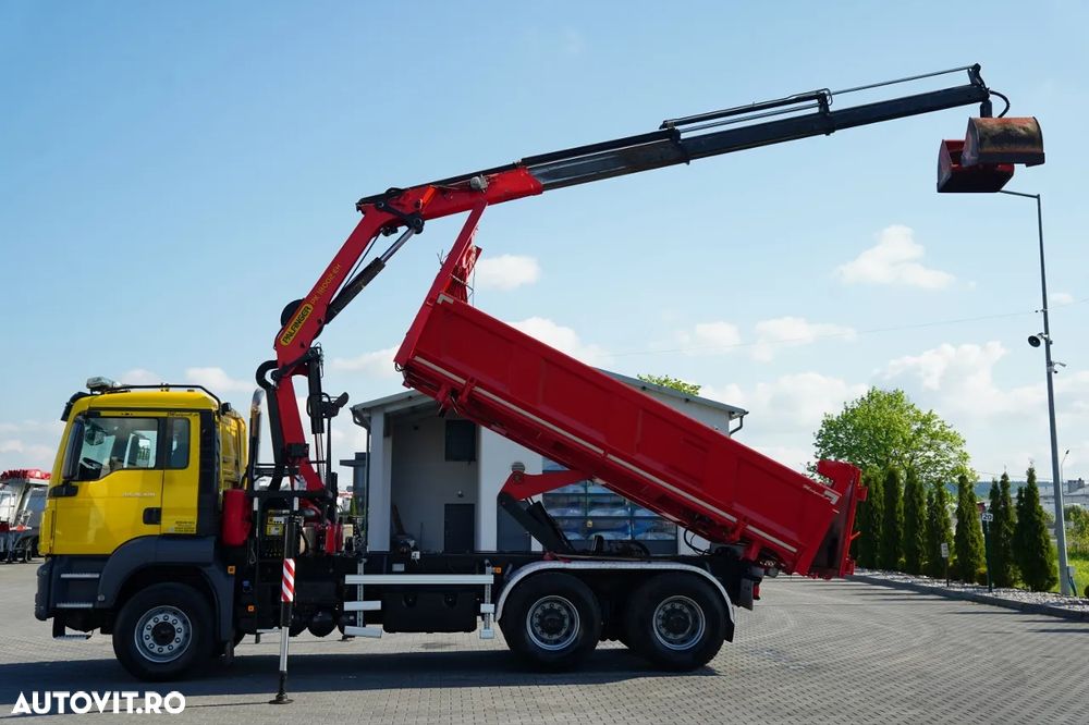 MAN TGS 26.420 / 6x4 / BASCULĂ DUBLĂ / LATERALĂ HIDRODORIZATĂ / BORDMATIC + PALFINGER 18002 HDS / ROTATOR / PILOT / EURO 6 - 3