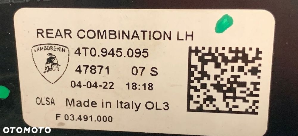 A7 LAMBORGHINI HURACAN LAMPA LEWA TYLNA TYŁ EU 4T0945095 - 11