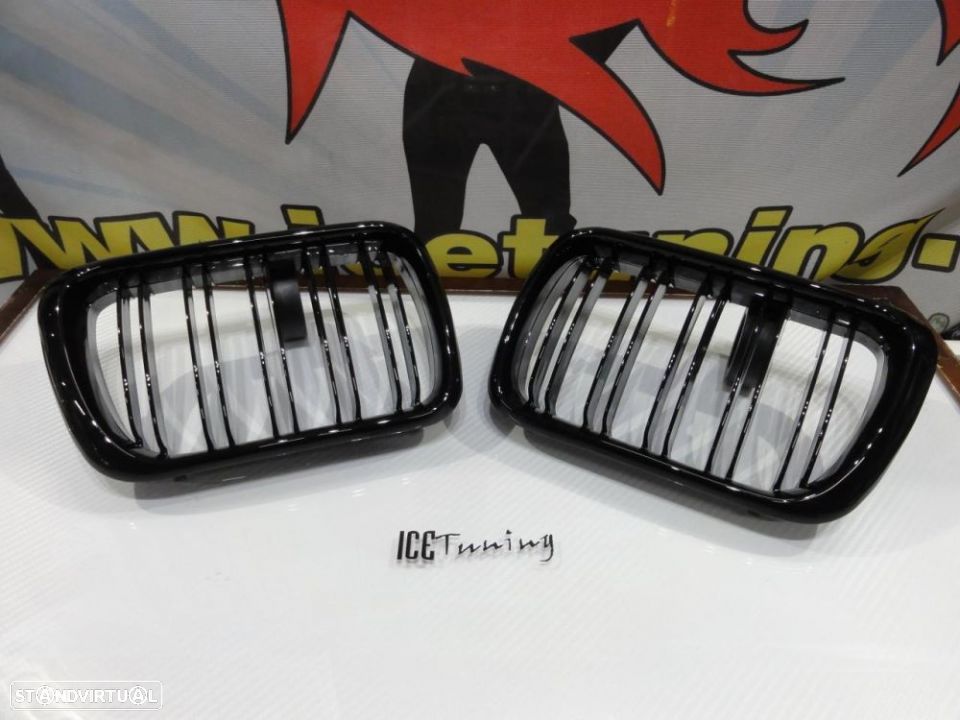 Grelha frontal BMW E36 96-99 M4 look / dupla lamina em preto piano brilhante - 1