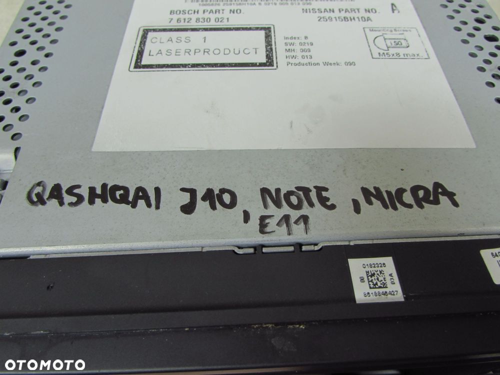 NISSAN NOTE E11 QASHQAI J10 RADIO RADIOODTWARZACZ AUX CD NAVI NAWIGACJA 7612830021 25915BH10A - 9