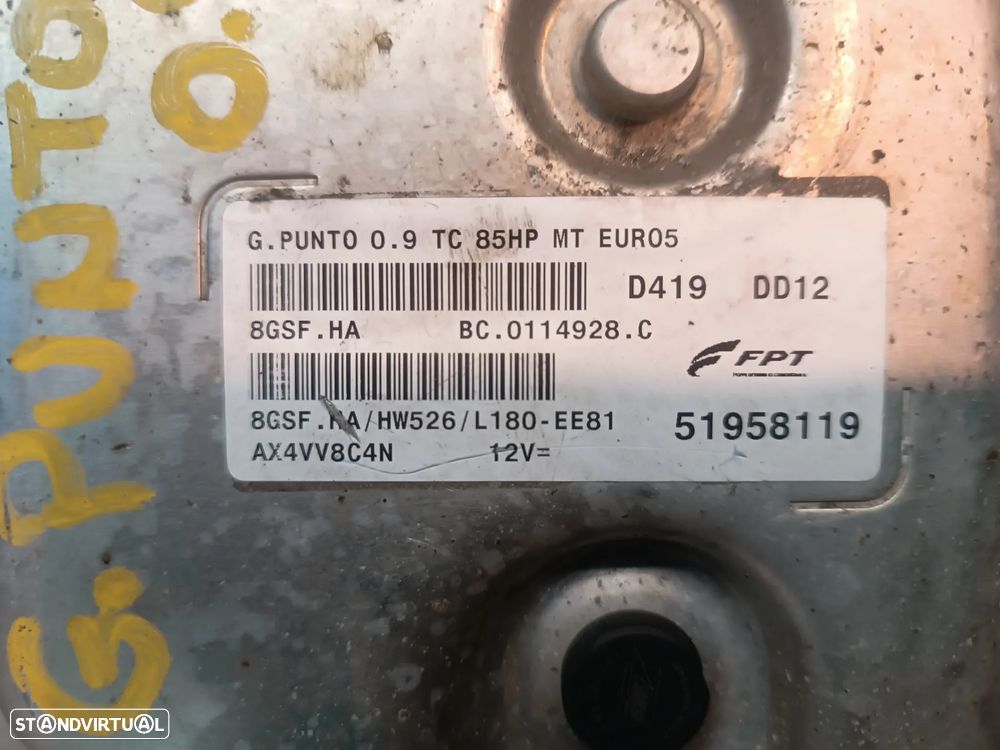 UNIDADE / CENTRALINA DO MOTOR FIAT PUNTO EVO 0.9TC 85CV 51958119  8GSFHA - 3