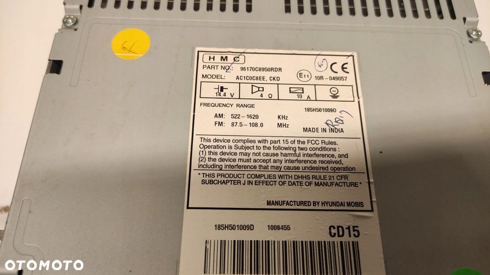 RADIOODTWARZACZ RADIO HYUNDAI I20 II 14-18 96170C8950RDR - 4