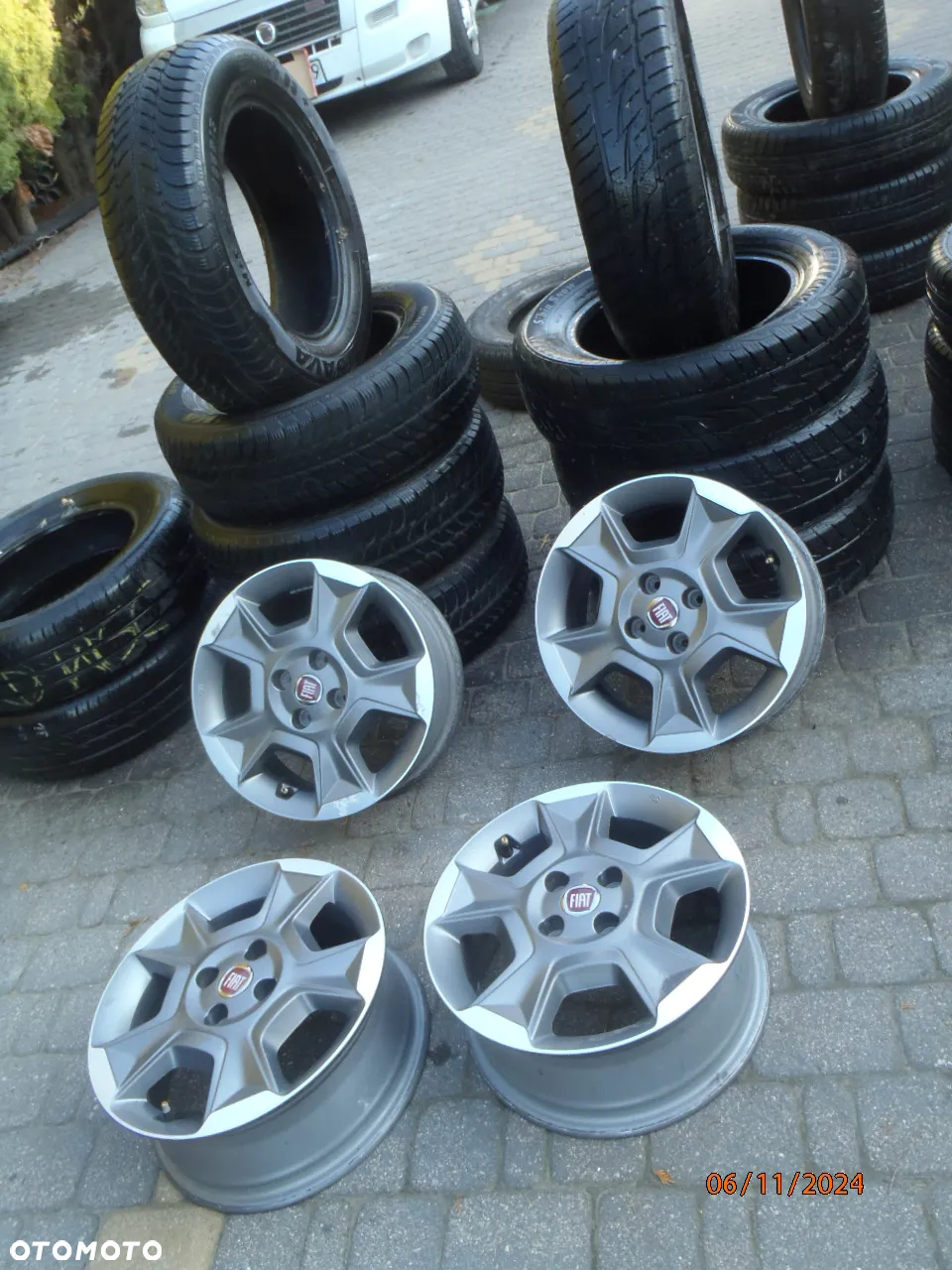 felga felgi alufelga alufelgi alu felgi fiat 500 punto grande punto evo fiorino Qubo nemo bipper doblo albea multipla palio 15 4x98 52029152 et44 + 4 opony zima sava w cenie 195/65/15 - 38