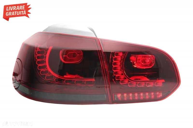 Stopuri Full LED VW Golf 6 VI (2008-2013) R20 Design Rosu Fumuriu - 7