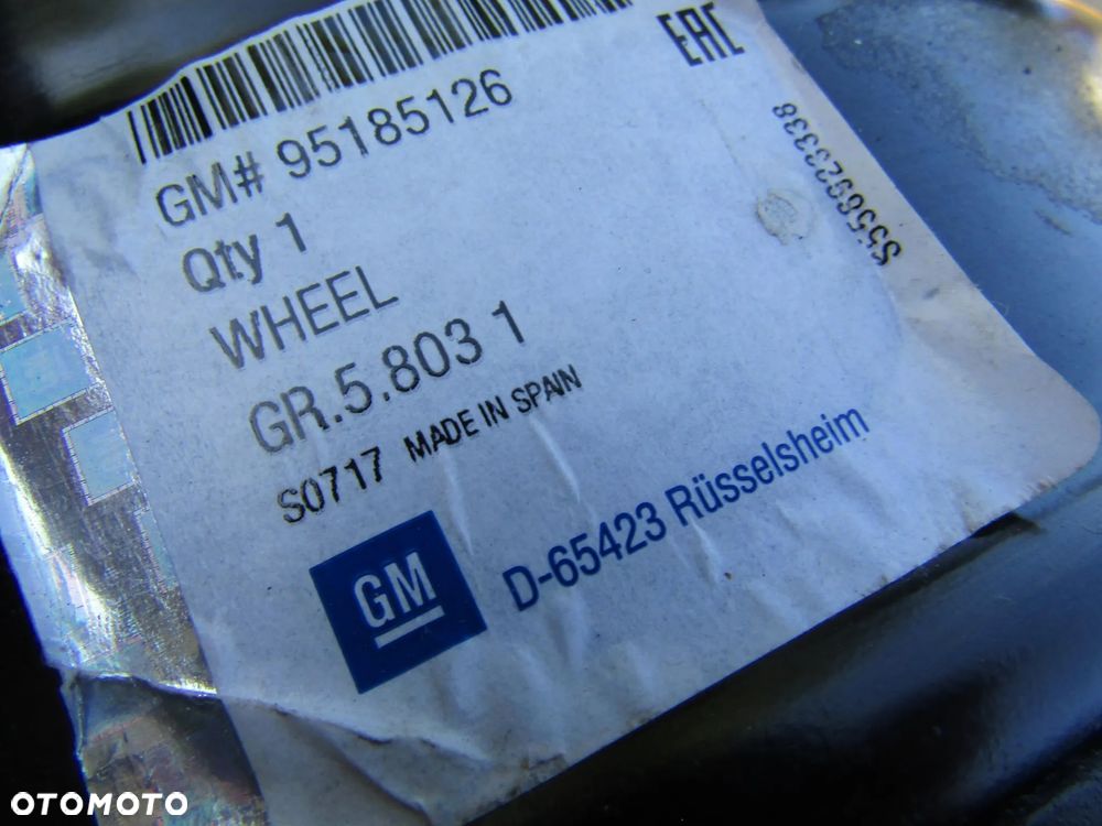 4x Felgi Stalowe 15 Opel Corsa C D E Adam Tigra Meriva Astra G H / Fiat Grande Punto Evo 6 j 4x100 ET39 piasta 56,6 mm + czujniki TPMS ORYGINALNE - 16