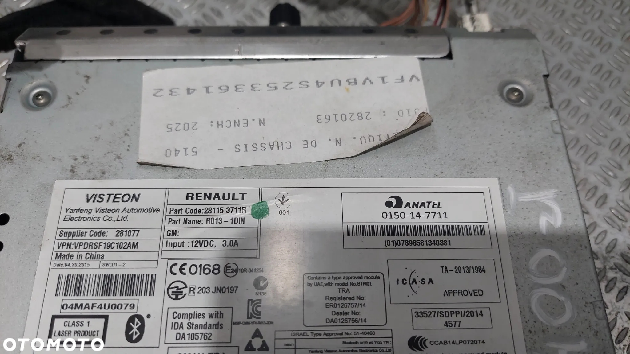 RADIO USB BLUETOOTH -CD RENAULT MASTER III 3 2,3 DCI R2015 NR 281153711R - 2