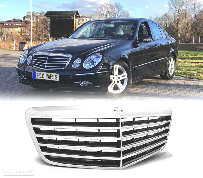 GRELHA FRONTAL MERCEDES CLASE E W211 07-09 PRETA CROMADA - 1