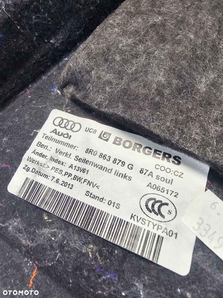 BOCZEK TAPICERKA BAGAŻNIKA LEWY TYŁ AUDI Q5 8R 8R0863879G - 7