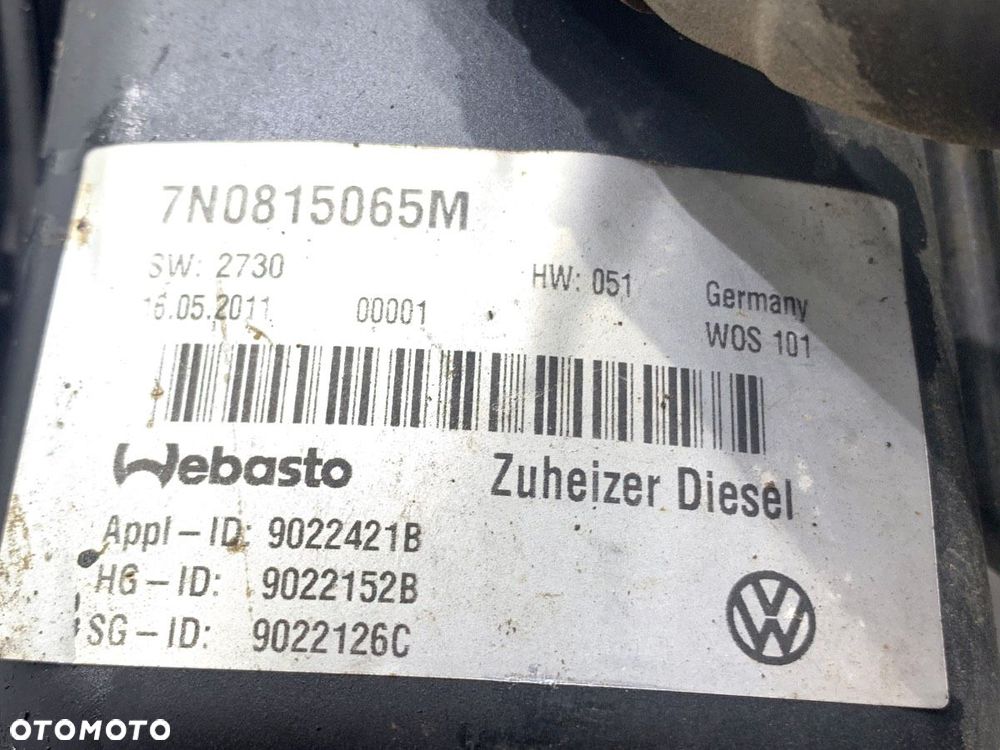 WEBASTO  VW SHARAN (7N1, 7N2) 2010 - 2022 2.0 TDI 103 kW [140 KM] olej napędowy 2010 - 2022 - 7