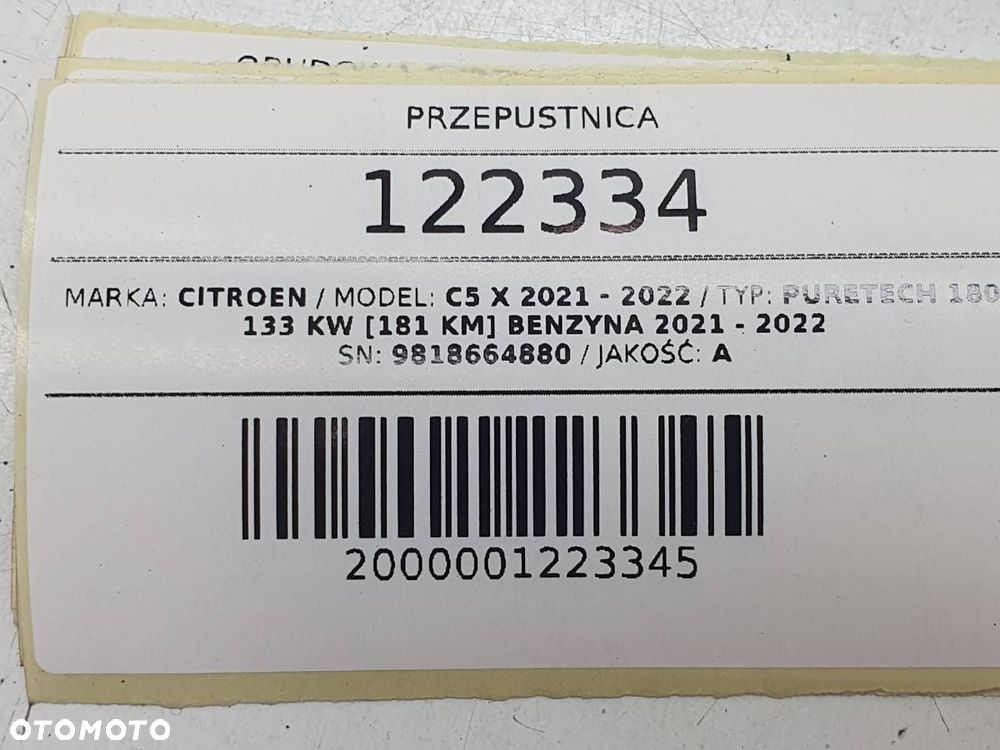PRZEPUSTNICA 1.6 PURETECH 180 CITROEN C5 X 9818664880 - 8