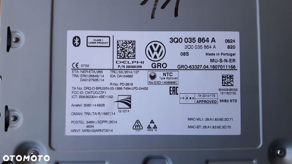 VW AUDI SEAT MODUŁ CZYTNIK INFORMACJI 3Q0035864 A - 3