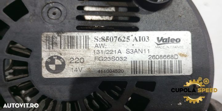 Alternator 8507625 2.0D N47 184Cp BMW Seria 5 F10 [2009 - 2013] - 2