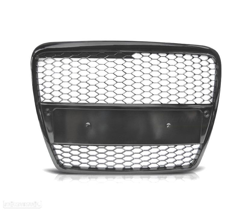 GRELHA FRONTAL AUDI A6 C6 04-08 LOOK RS PRETO BRILHANTE - 3