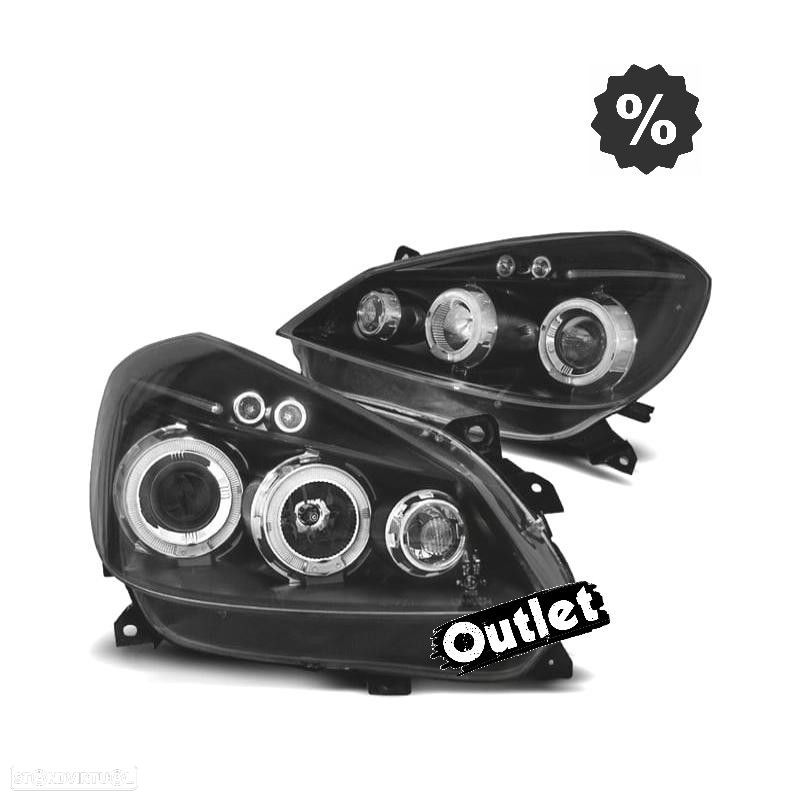 R147755C1 FARÓIS ANGEL + LED RENAULT CLIO 3 05-09 FUNDO PRETO - 1