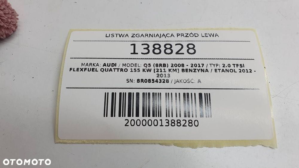 LISTWA MASKOWNICA ZGARNIAJĄCA PRZÓD LEWA PRZY SZYBOWA AUDI Q5 8R 8R0854328 - 3