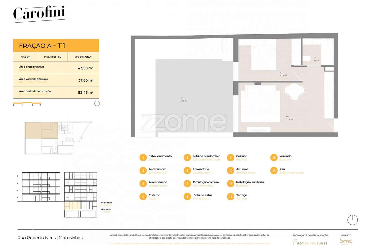Carofini Apartamento T1 Terraço Matosinhos Sul (Fração A) - Grande imagem: 3/16