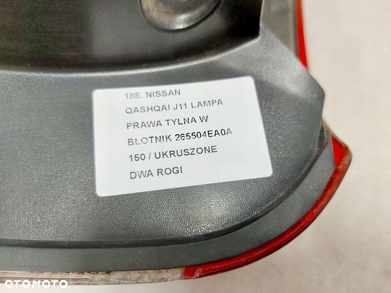 nissan qashqai ii 2 j11 lampa prawa tył w błotnik 265504ea0a - 8