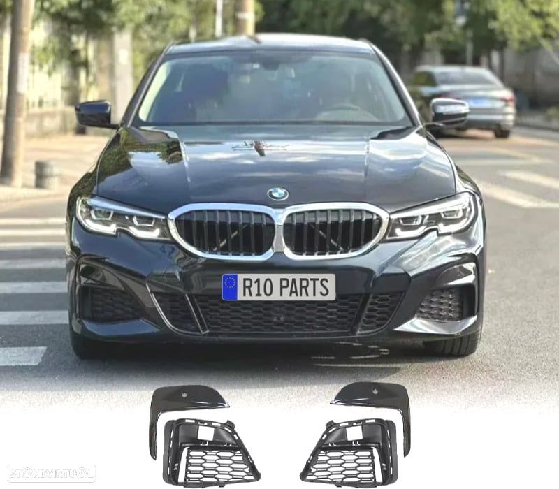 GRELHAS DE FAROIS NEVOEIRO BMW G20 19-22 LOOK M PRETO BRILHANTE - 1