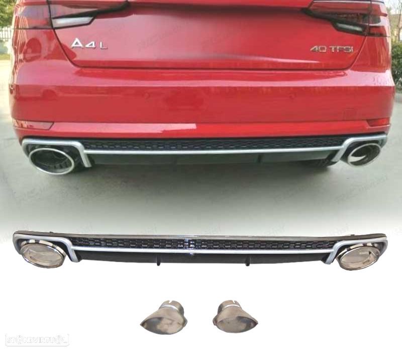 DIFUSOR TRASEIRO AUDI A4 B9 16- LOOK RS4 - 1