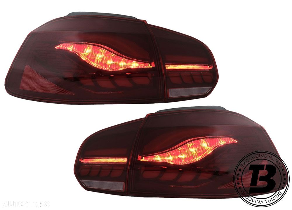 Stopuri Full LED compatibile cu VW Golf 6 VI Red Smoke Design - 10