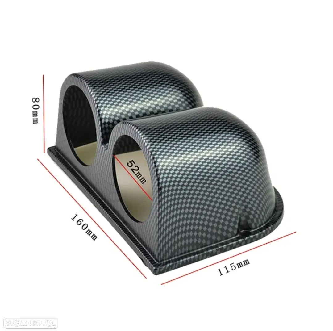 Suporte 2 manometros 52mm - Preto Carbono - 2