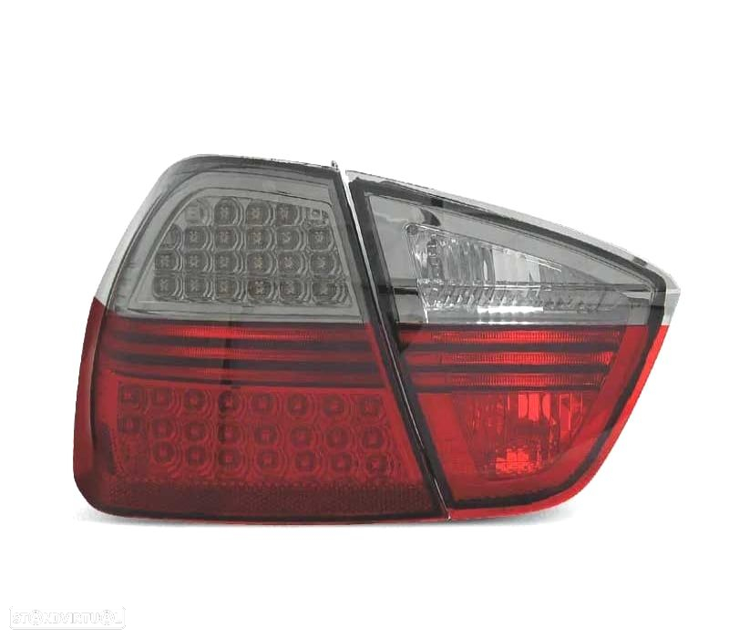 FAROLINS TRASEIROS BMW E90 05-08 LED VERMELHO FUMADO - 4