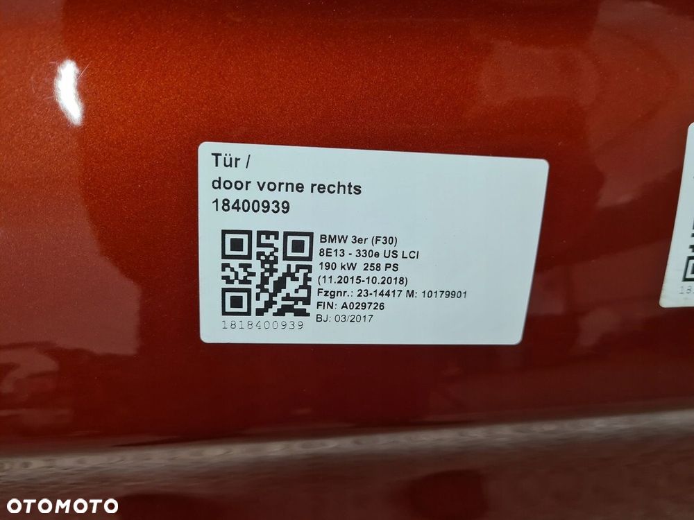 BMW F30 DRZWI PRAWY PRZÓD C1X SHADOWLINE KEYLESS - 5