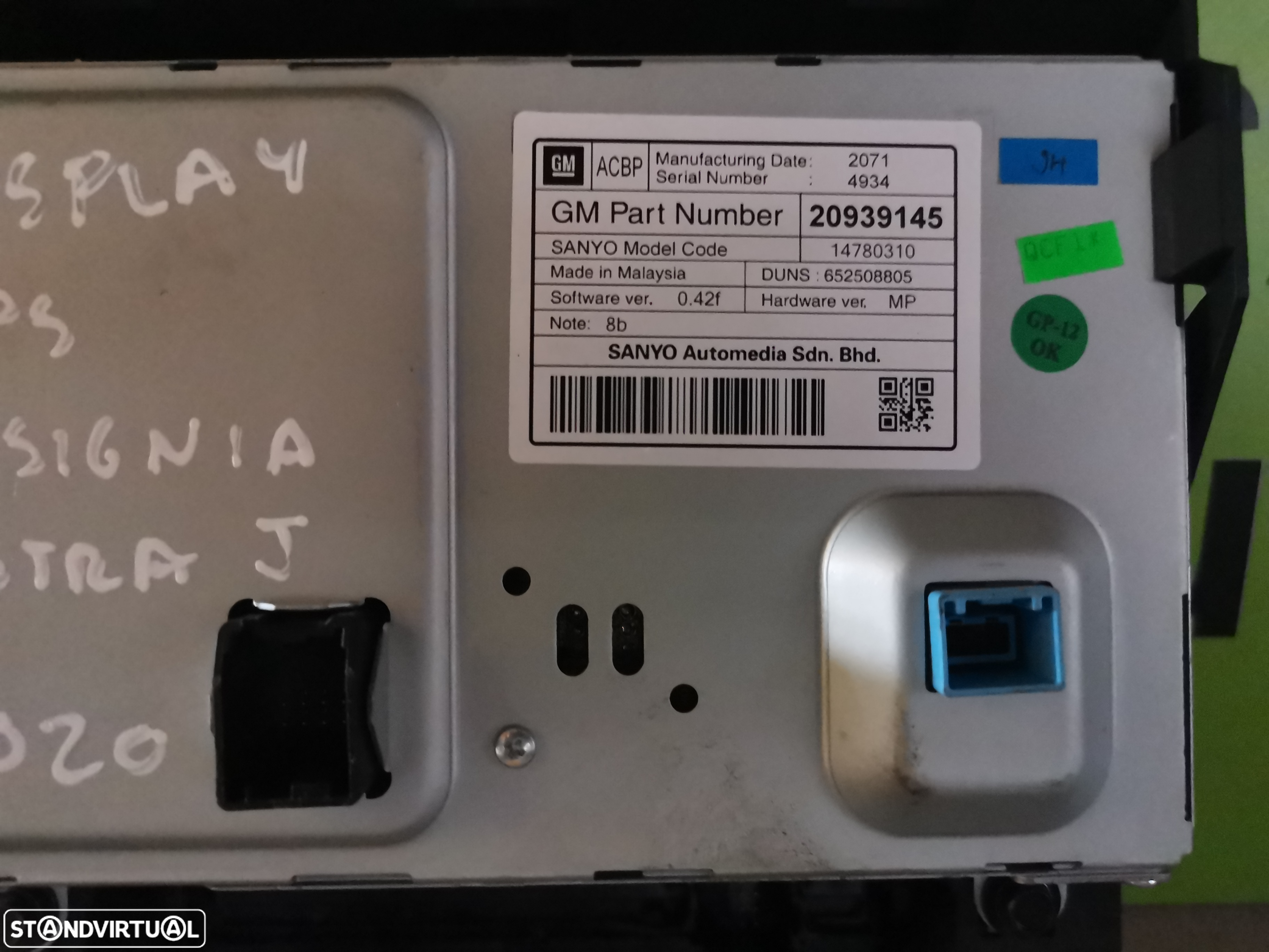 OPEL ASTRA J RÁDIO DISPLAY ECRÃ - D020 R126 - 9