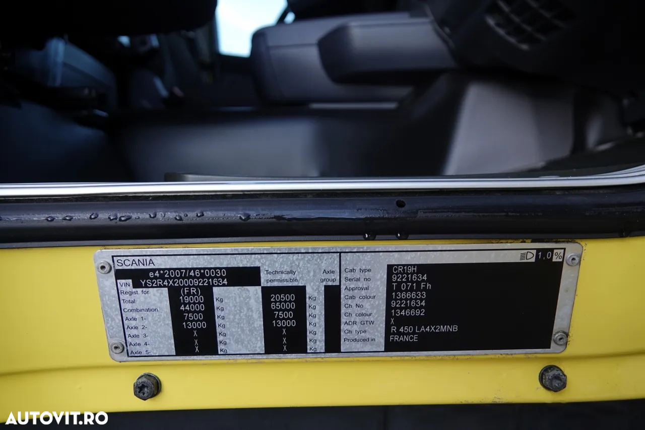 Scania R 450 / RETARDER / SISTEM HIDRAULIC / RĂCIRE ​​I-PARK / SISTEM AER CONDIȚIONAL COMPLET / JANTE DIN ALIAJ / IMPORTAT - 36