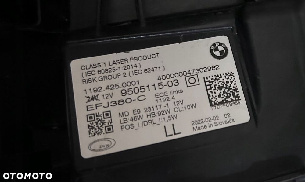 BMW M3 G80 M4 G82 LAMPA LEWA PRZÓD LASER 9505115 -04 - 2