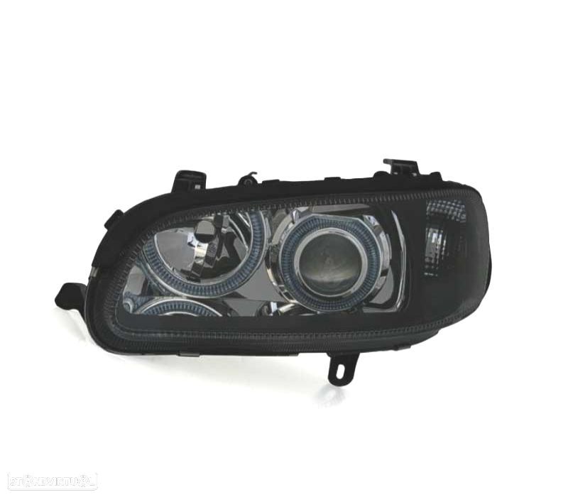 FARÓIS FRONTAIS ANGEL EYES PARA OPEL OMEGA B 94-99 FUNDO PRETO - 2