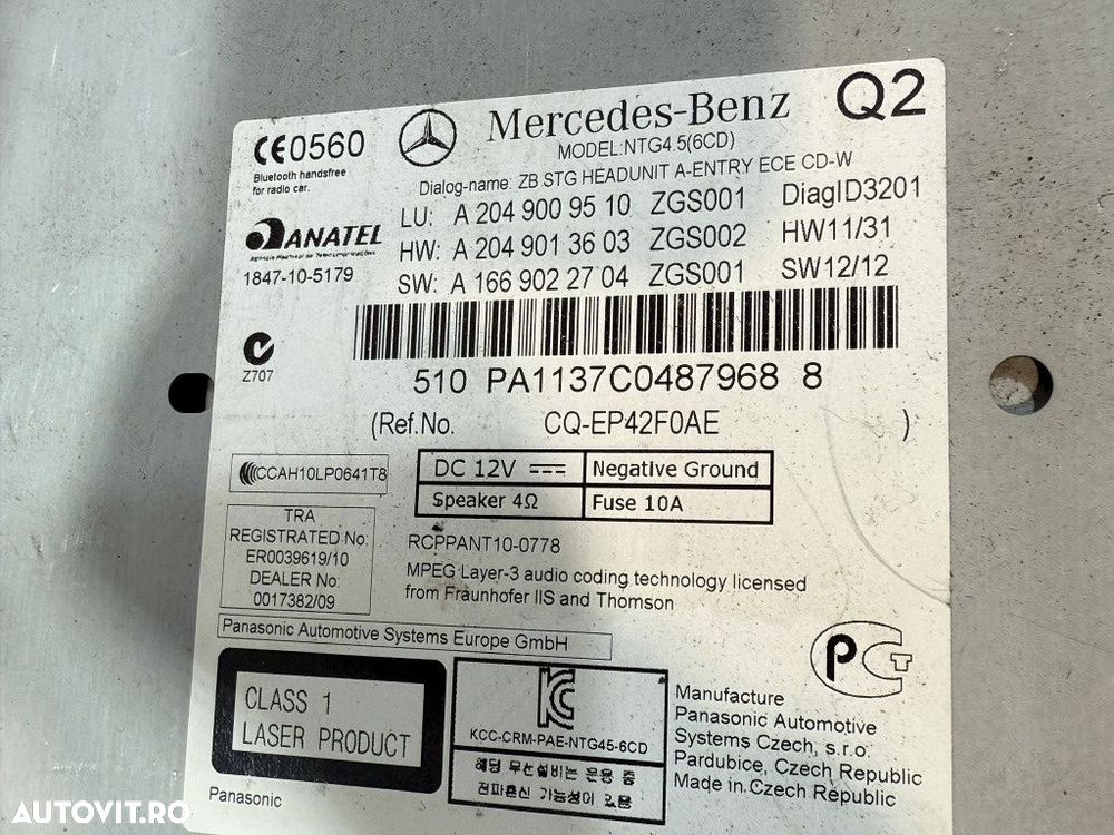 Radio cd multimedia 2013 mercedes benz c220 c204 w204 cdi c-class coupe 2.2 diesel 2008-2014 - 8