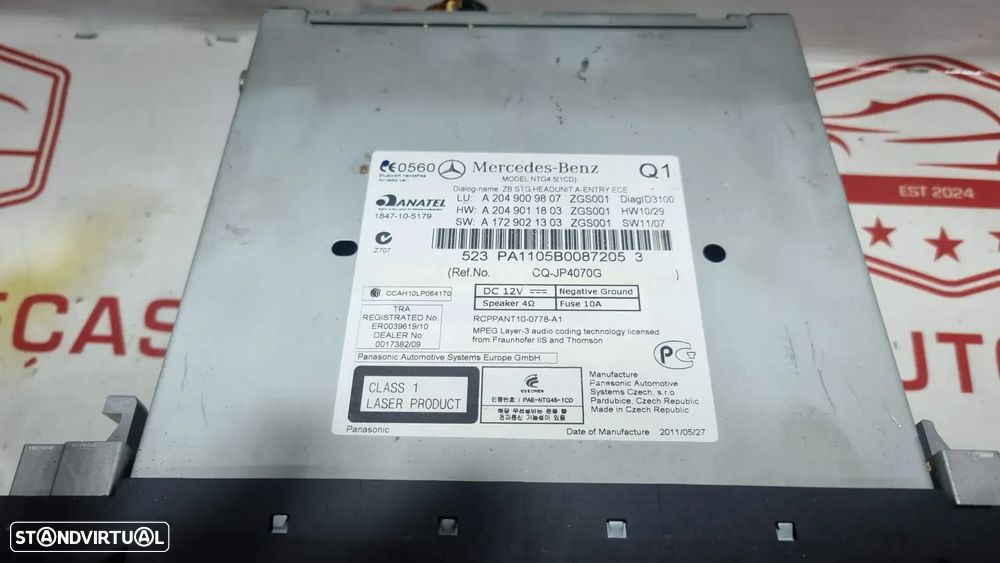 Auto Rádio Mercedes Class C W204 A2049009807 Original - 3