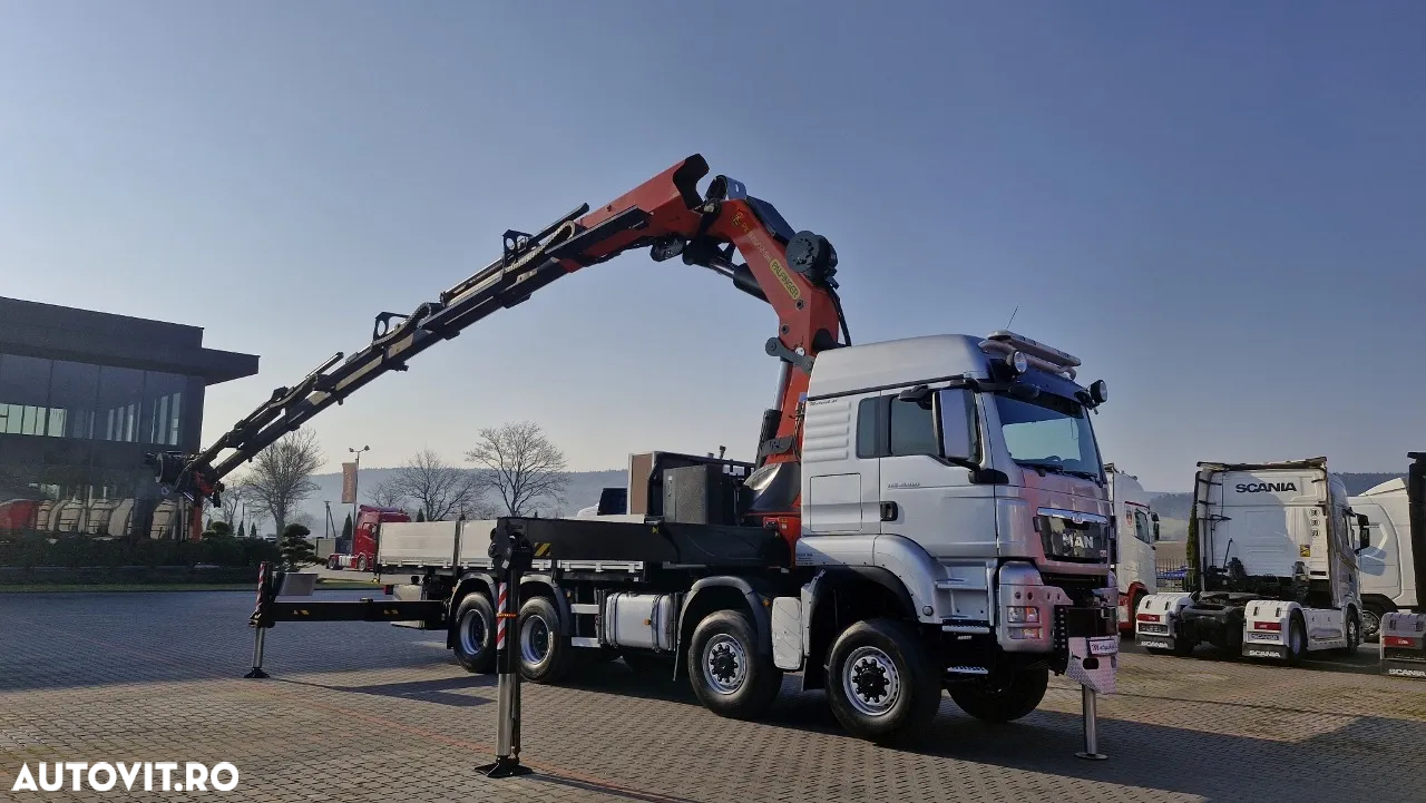 MAN TGS 41.480 / 8X6 / CUTIE + HDS PALFINGER PK 92002-SH F + FLY JIB 170 E / REACH 34 M / ÎNCĂRCARE MAX. 26.000 KG / RADIOCOMANDĂ / 5 SUPORTURI / 7 FUNCȚII / FULL SERVICE MAN / FULLINGER - 3