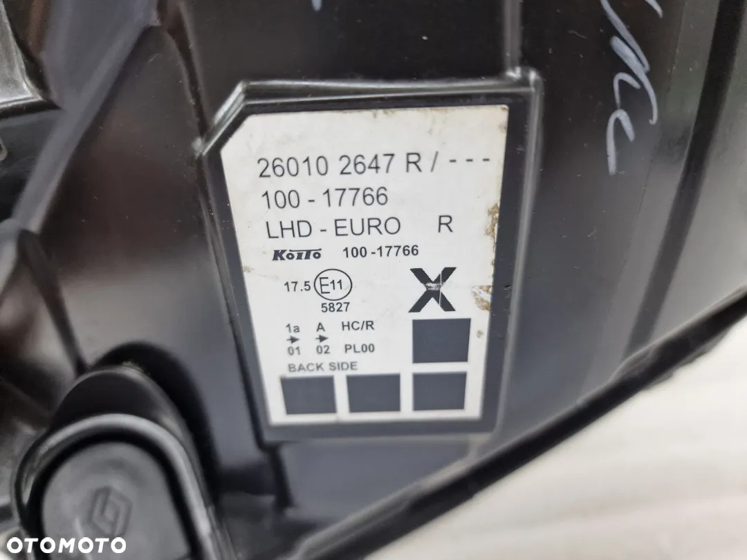 RENAULT KANGOO II LIFT 13- PRAWA LAMPA PRZEDNIA PRZÓD , NR KOITO 100-17766 , NR AUKCJI LL593 - 18