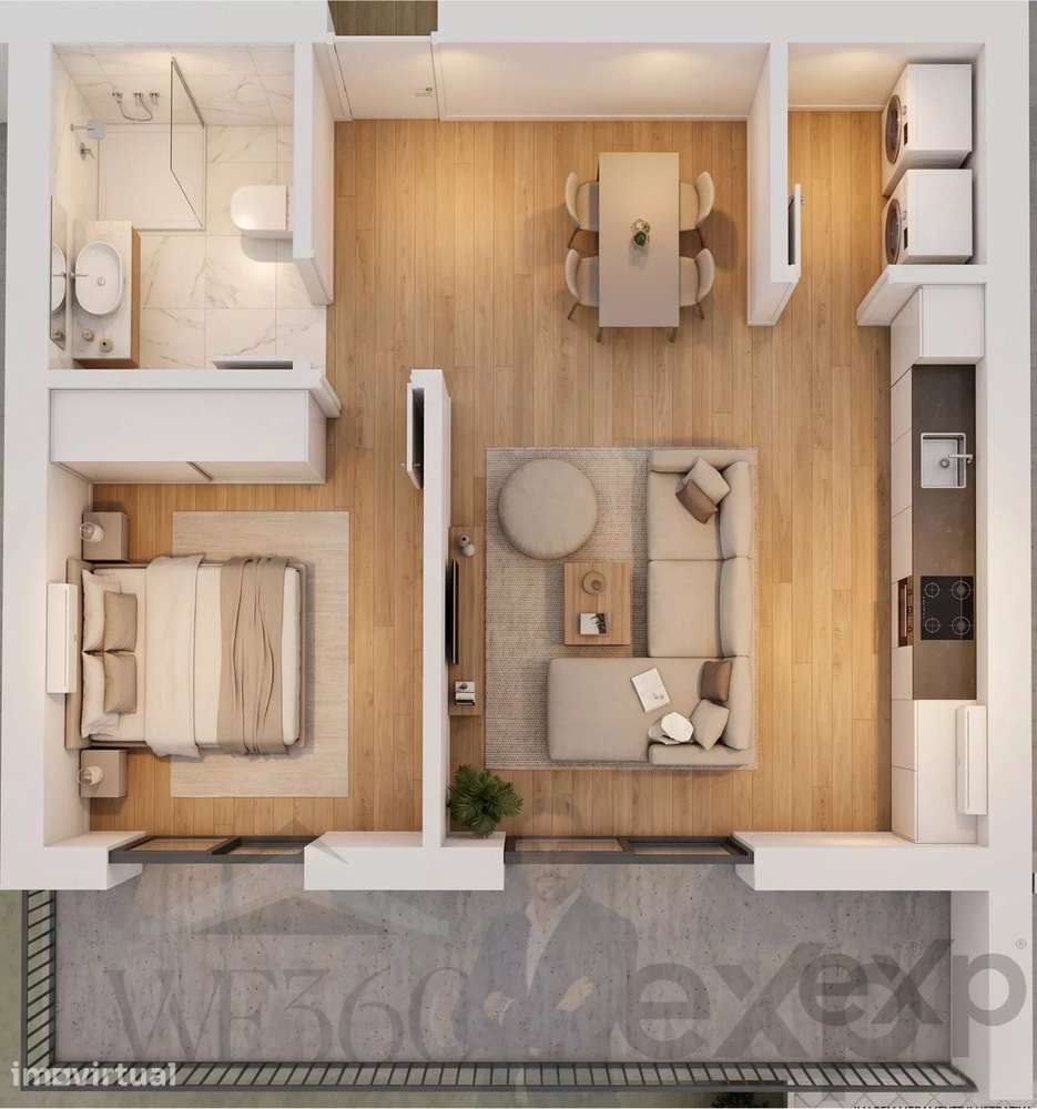 Apartamento T1 no Último Piso com Varanda e Piscina - Grande imagem: 2/10