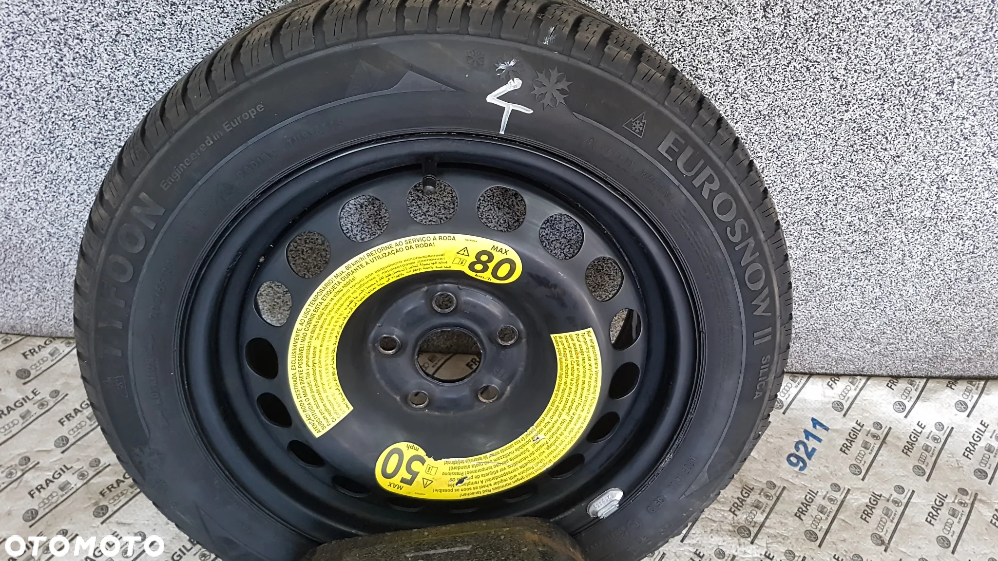 KOŁO ZAPASOWE ZESTAW VW PASSAT B5 B7 B8 TOURAN CADDY AUDI A4 SKODA OCTAVIA 5X112 7JX16 ET45 205/55R16 - 2