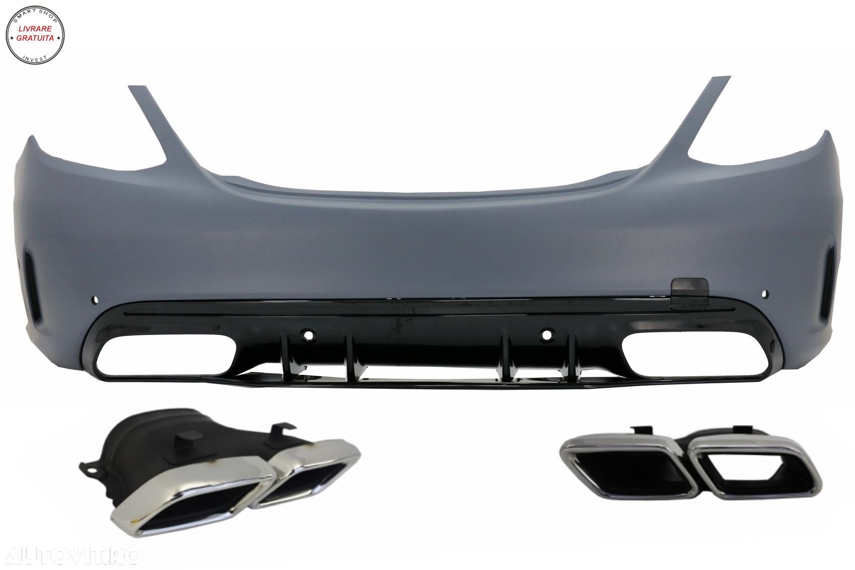Bara Spate cu Ornamente tobe Crom Mercedes C-Class W205 Limousine (2014-2020) C63 - livrare gratuita - 1