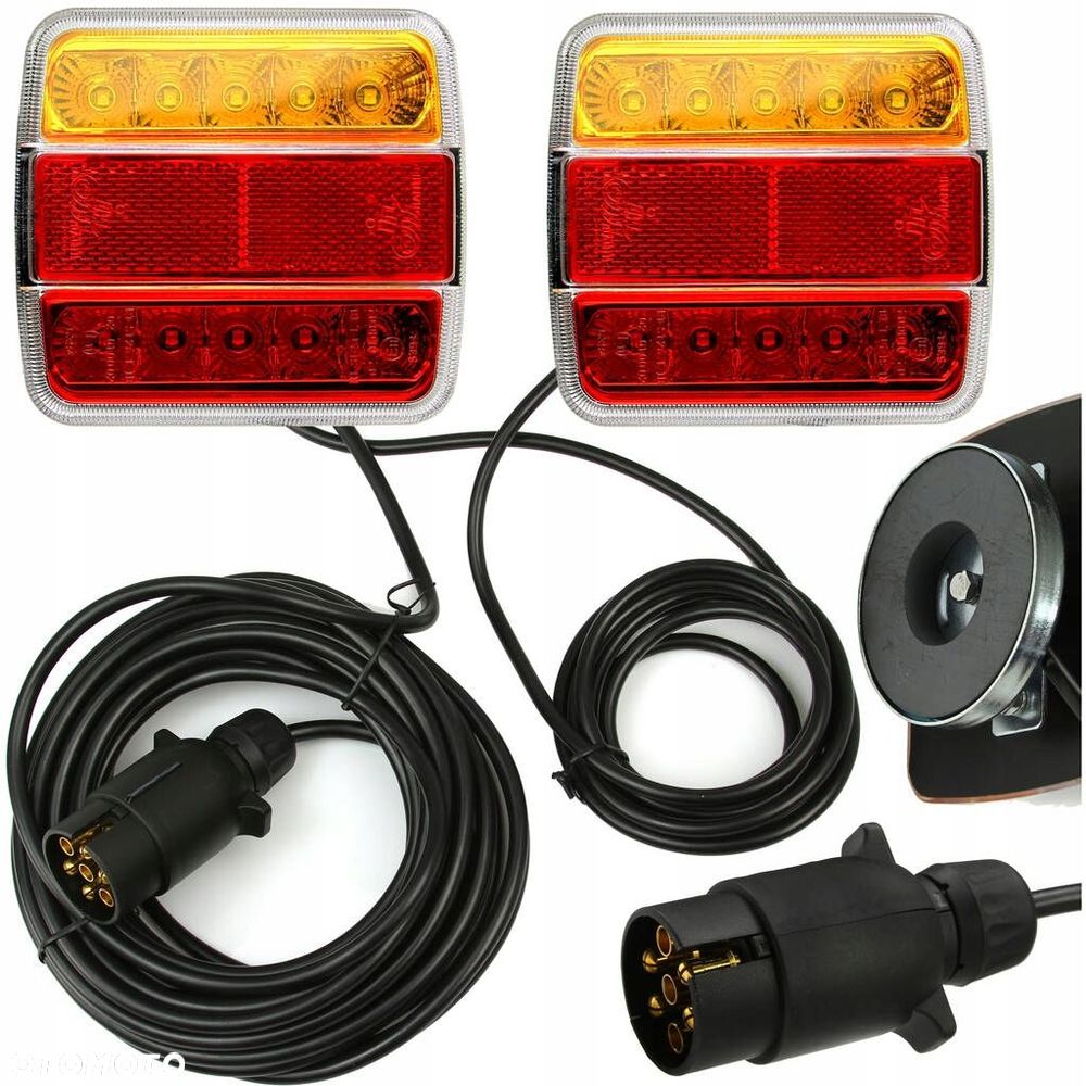 ZESTAW ŚWIATEŁ PRZYCZEPKI SAMOCHODOWEJ LED KOMPLET LAMP NA MAGNES 7 METRÓW - 3