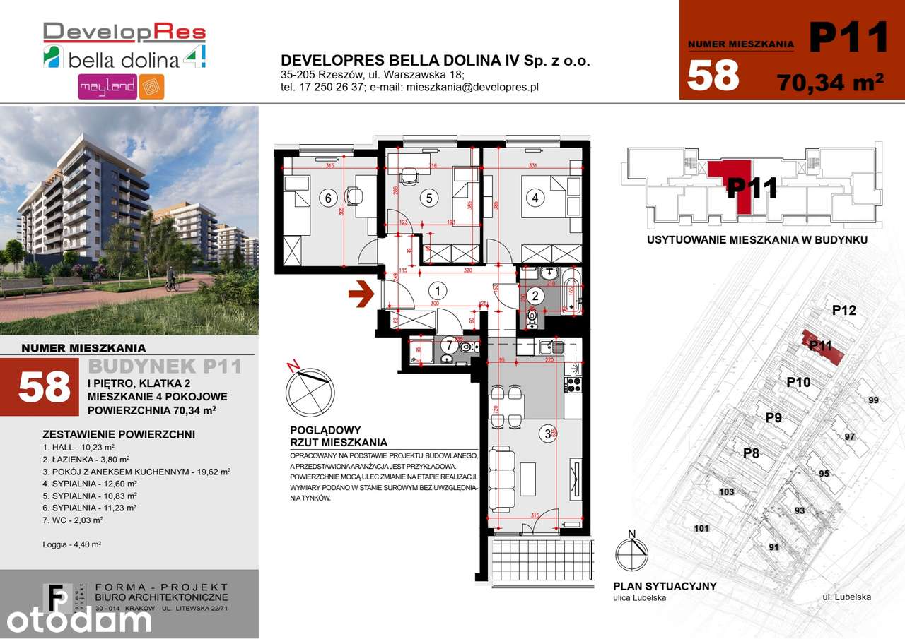 Funkcjonalne 4 pokoje | 70,34 m2 | 1 piętro | P11-58