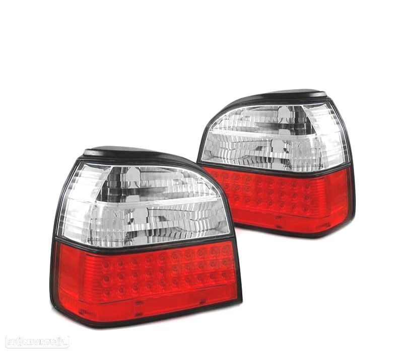 FAROLINS TRASEIROS LED VOLKSWAGEN VW GOLF 3 91-97 CRYSTAL VERMELHO - 2