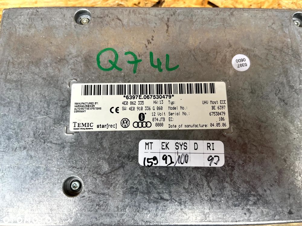 AUDI Q7 4L MODUŁ BLUETOOTH STEROWNIK 4E0862335 A6 C6 - 3