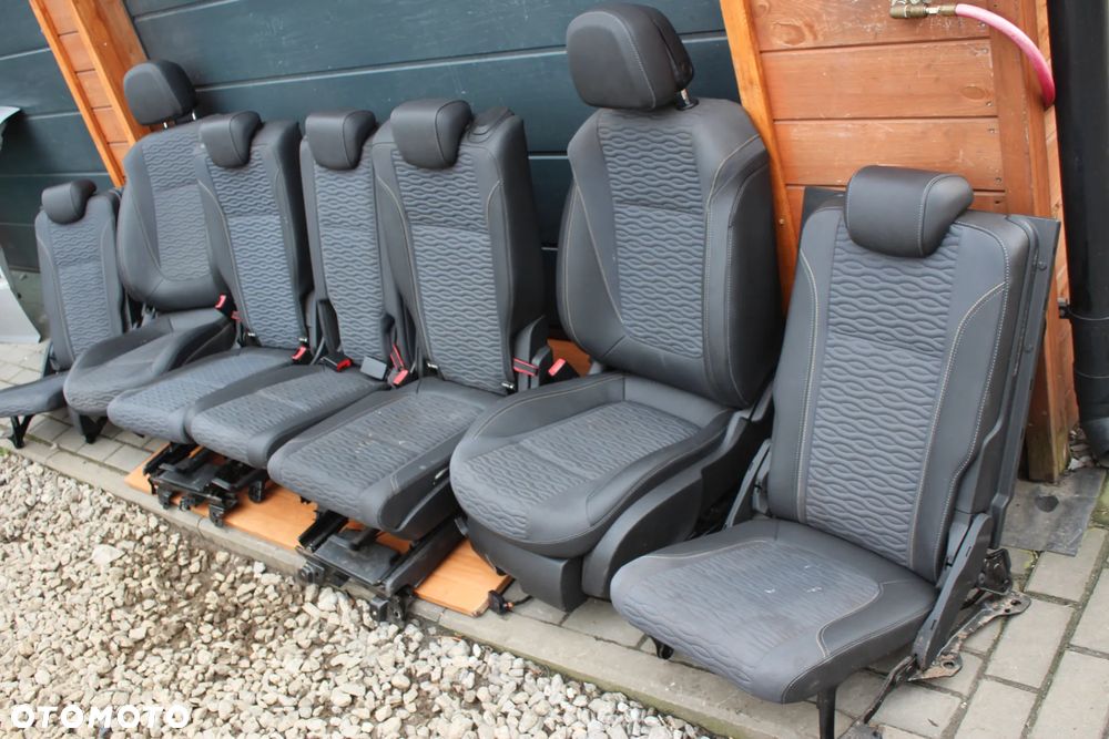 KOMPLET PRZEKŁADKA FOTELE BOCZKI PLASTIKI WYKŁADZINA PASY OPEL ZAFIRA C 7 OSÓB PÓŁSKÓRA - 2
