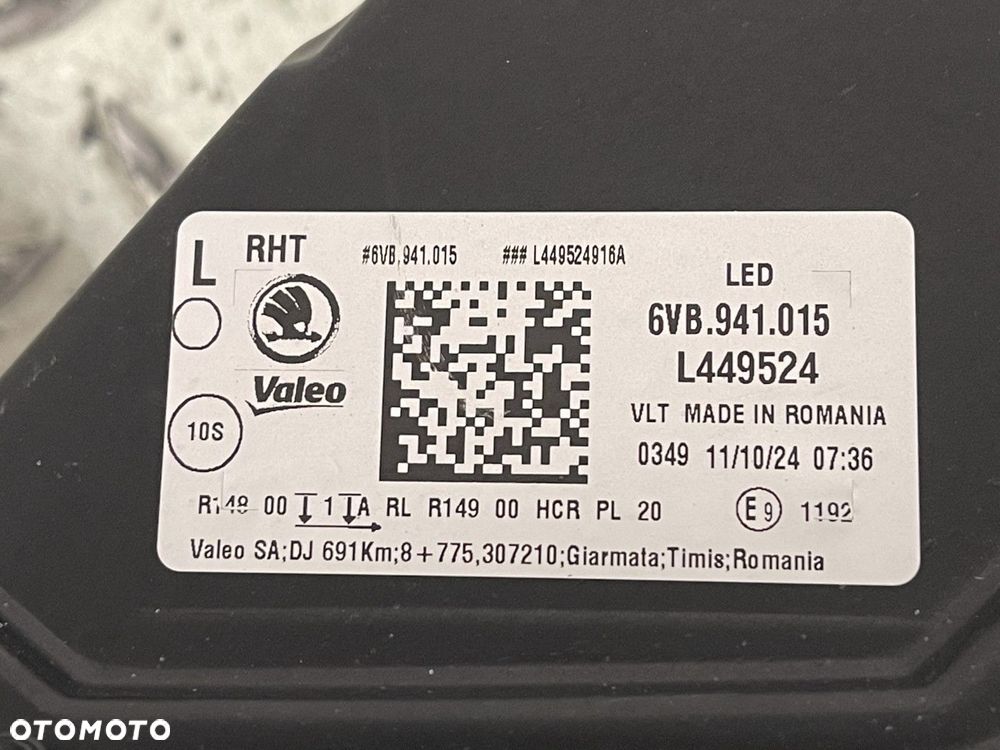 SKODA FABIA 4 IV LAMPA LEWA PRZEDNIA PRZÓD FULL LED REFLEKTOR IDEALNA 6VB940015 EUROPA - 5