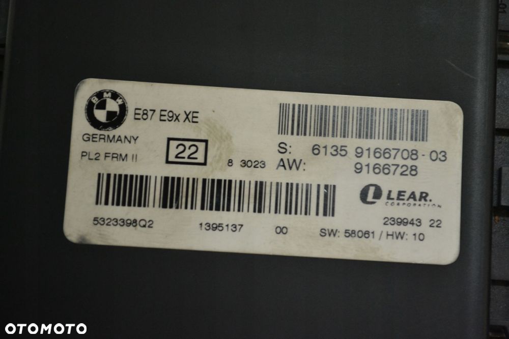 MODUŁ STEROWNIK ŚWIATEŁ BMW E87 E90 E91 9166708 - 5